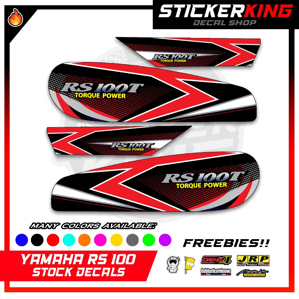 YAMAHA RS 100 STOCK DECALS NEW DESIGN WITH FREEBIES | Shopee Philippines