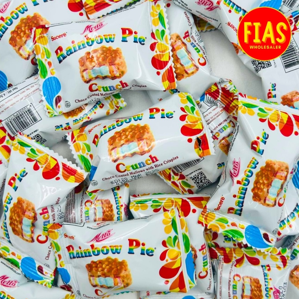 24 pcs Rainbow Pie Crunch Choco Coated Mallows with Rice Crisp | Shopee ...