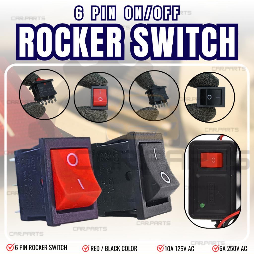 CP Rocker Switch On-Off 6 Pin 6A 250V AC/10A 125V AC (KCD1) | Shopee ...