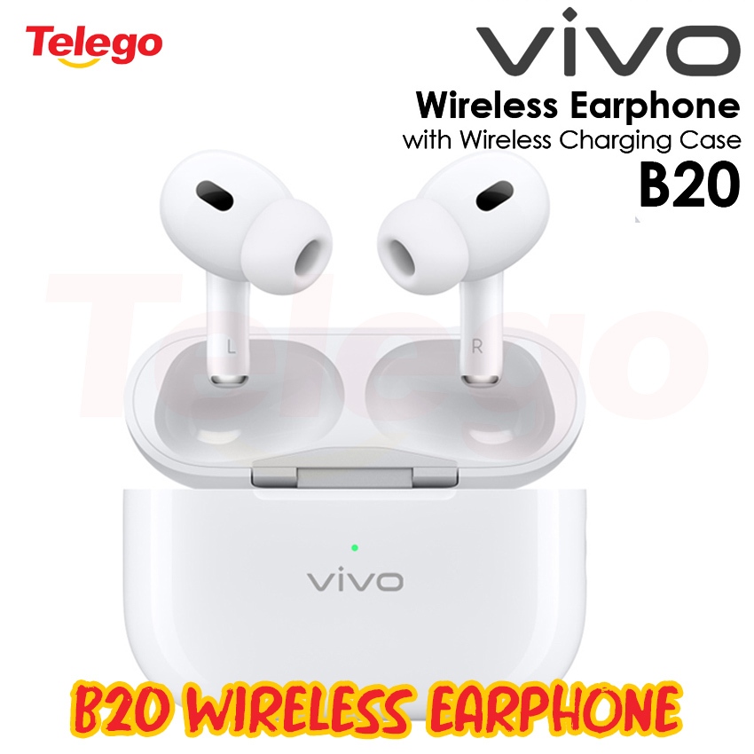Vivo B20 Bluetooth Earphone With Wireless Charging Case Lanyard (White)  OEM