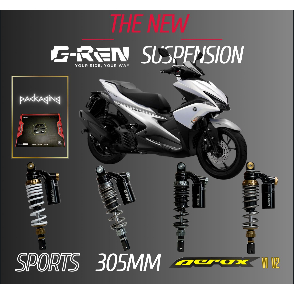 RACING FORCE G-REN - SPORTS SHOCK AEROX/NMAX 305MM AND AVAILABLE COLOR ...