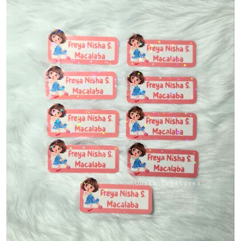 Customized sticker name labels (can change illustration kid) | Shopee ...