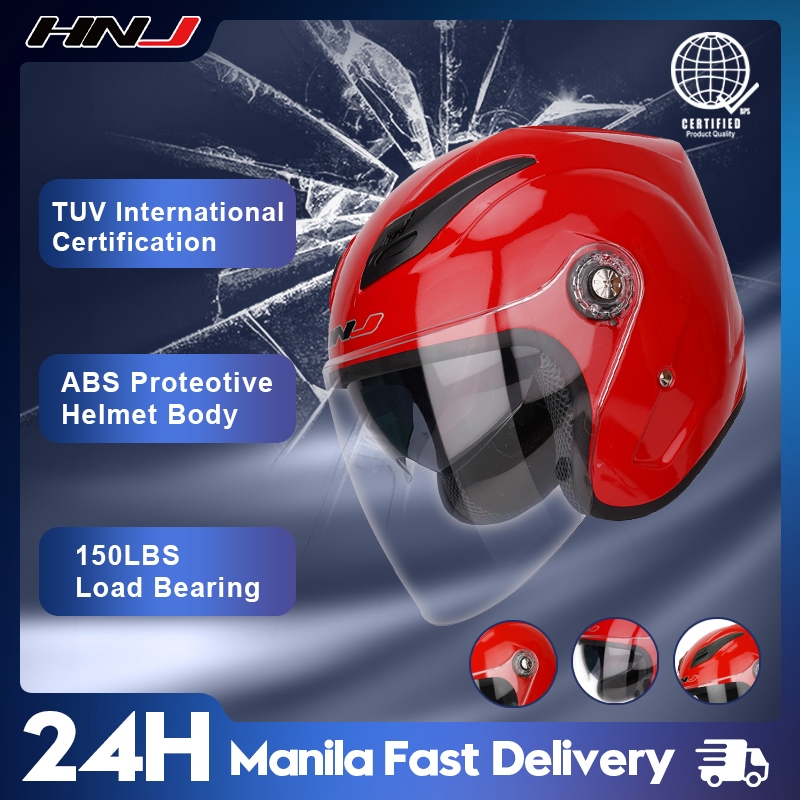 𝗕𝗣𝗦 HNJ Motorcycle Helmet Half Face Dual Visor Helmet For Motor Classic