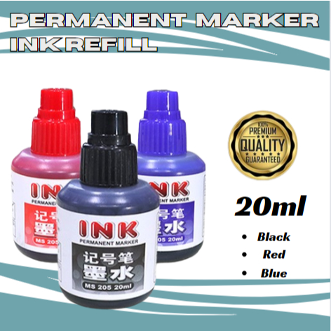 20ml Refill Ink for Permanent Marker Pen (Red / Blue / Black) | Shopee ...