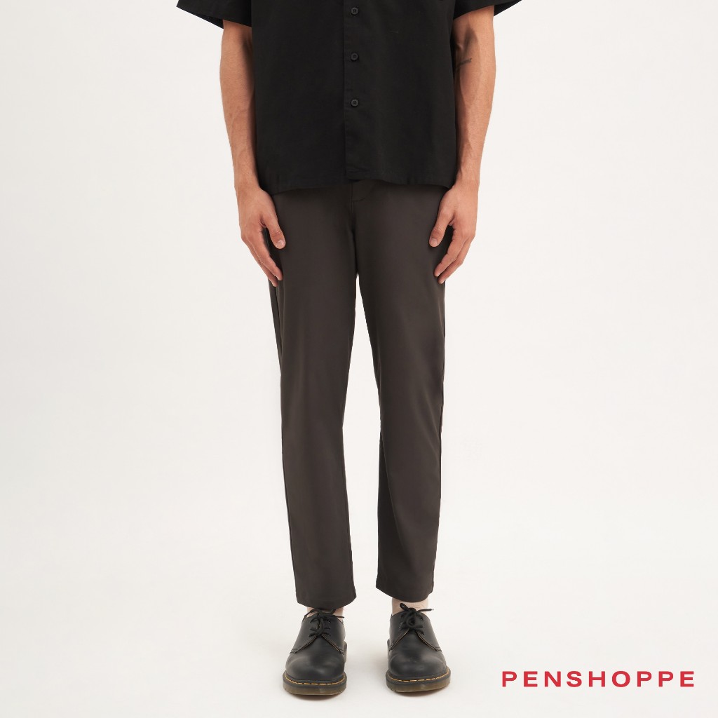 Penshoppe Dress Code Comfort Slim Pants For Men (Dark Gray/Taupe ...
