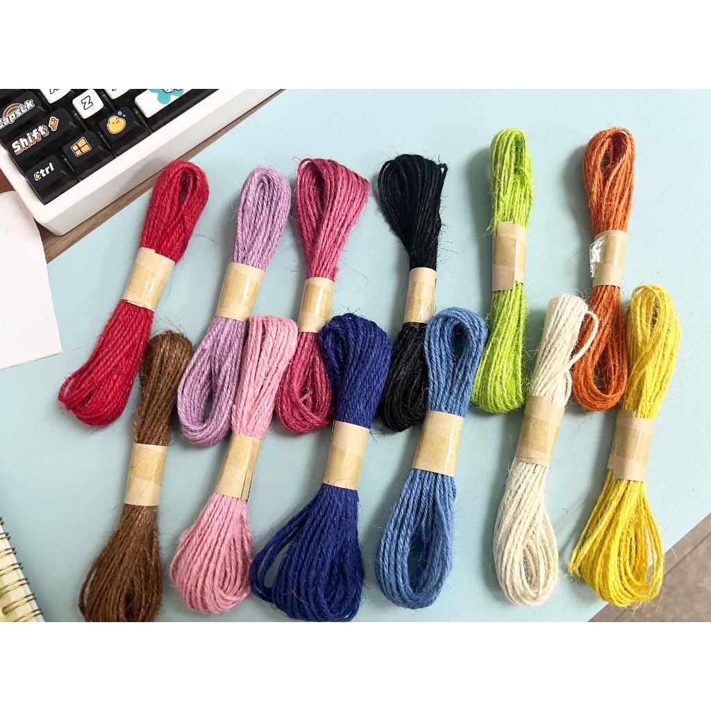 12pcs Color Hemp Rope 1mm * 10m Vintage Style Photo Clip with Yellow ...