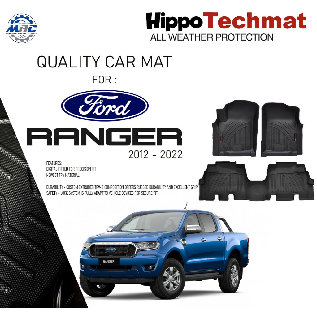 HIPPO TECHMAT for Ford Ranger Wildtrak / Raptor 2012 - 2024 Deep Dish ...