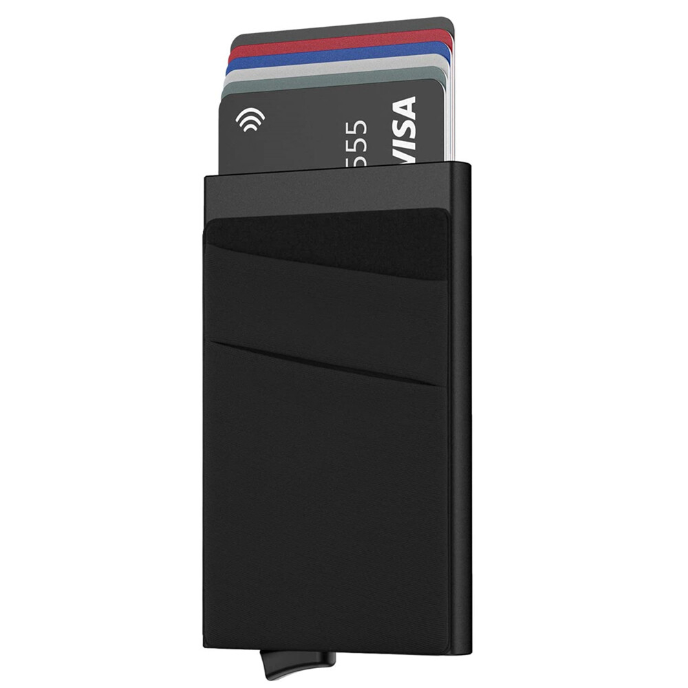 Slim Aluminum Wallet With Elasticity Back Pouch ID Credit Card Holder ...