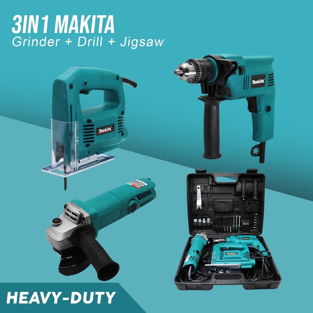 3 in 1 Makita Angle Grinder and Power Jigsaw and Impact Hammer Drill