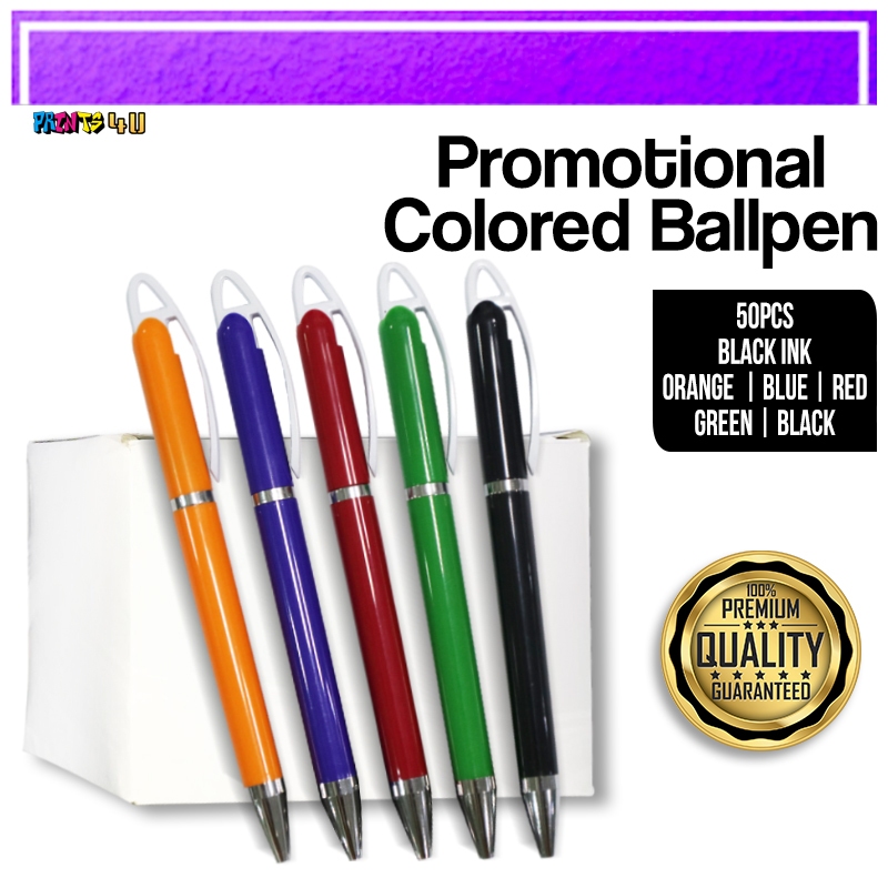 50pcs Colored Ballpen Push Type 0.5mm Line Weight Ballpoint Ball Pen ...