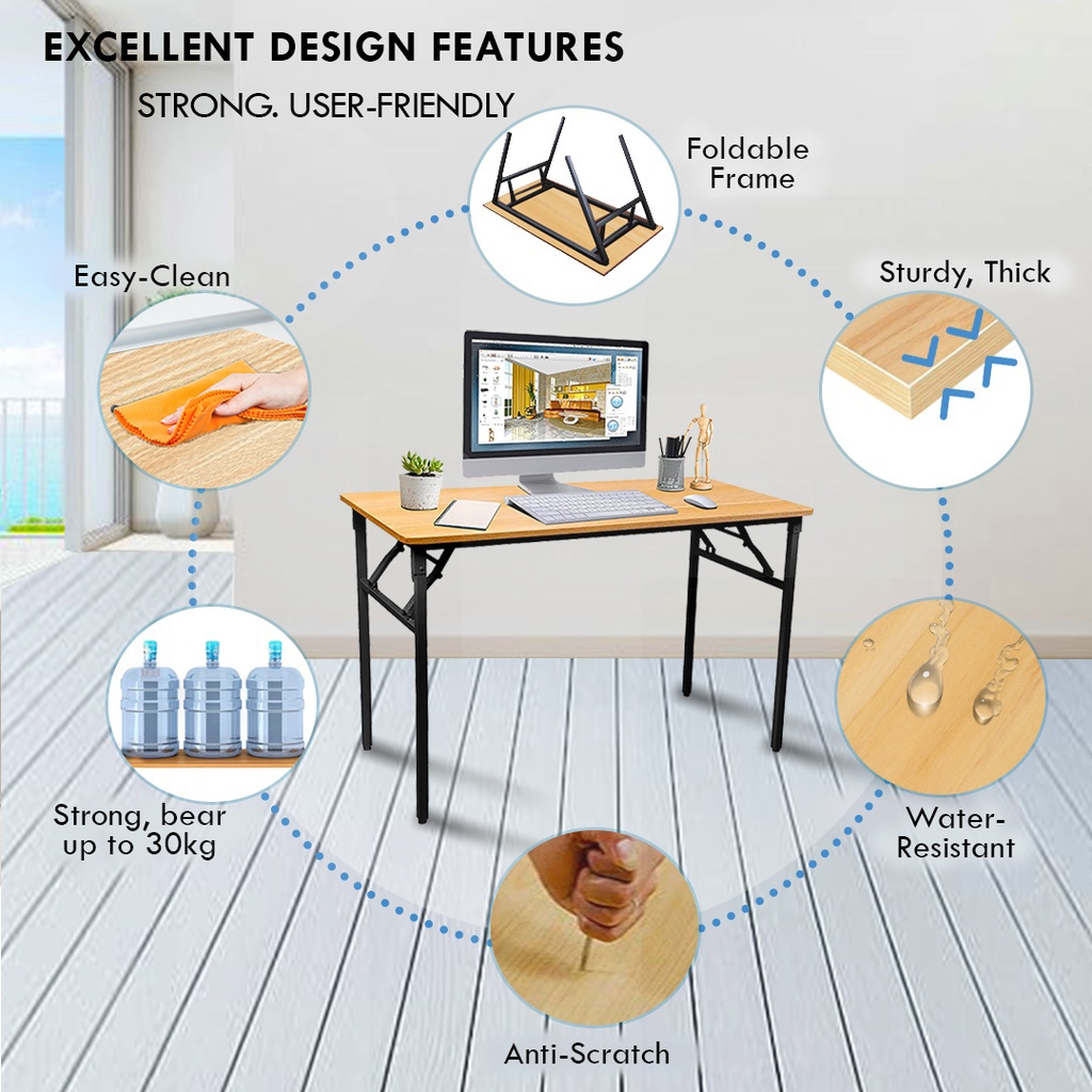 Evora Foldable Table Desk Multipurpose Dining/Computer Study Table ...
