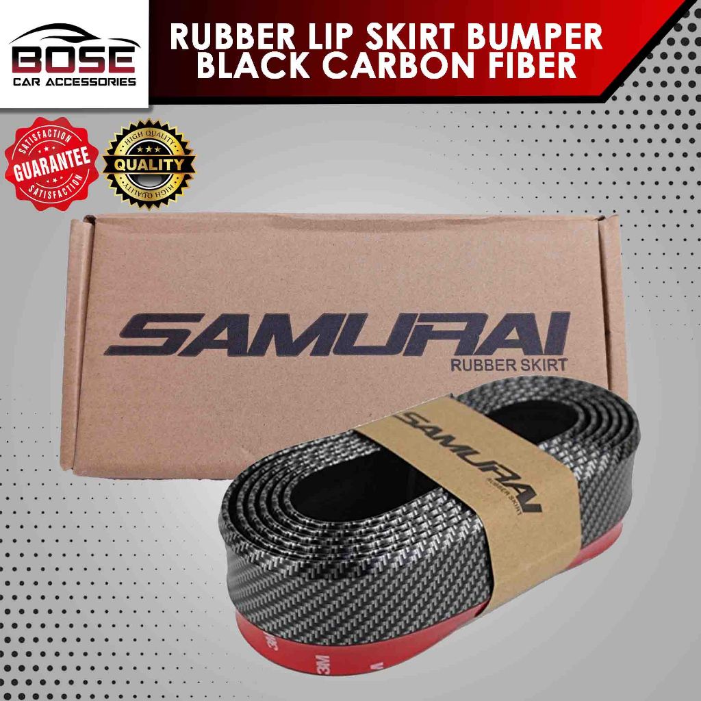 Samurai Black Carbon Fiber Car Front Bumper Lip Protector Rubber ...