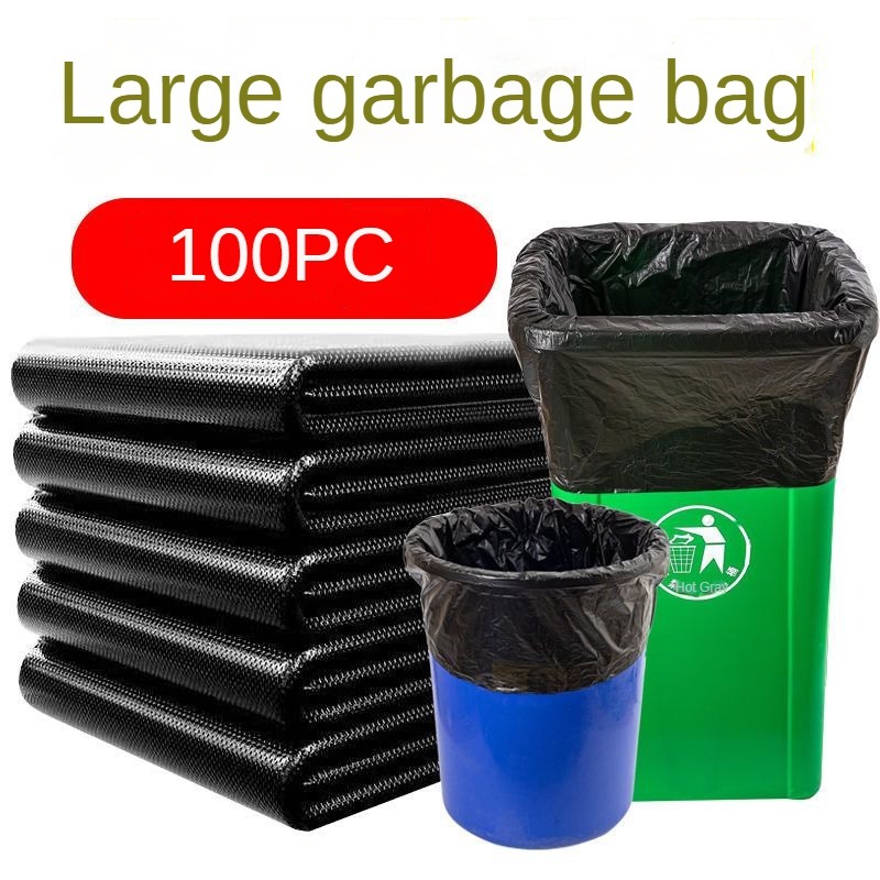 100pcs Black Flat Garbage Bag Plastic Bag Trash Bag Roll Basurahan