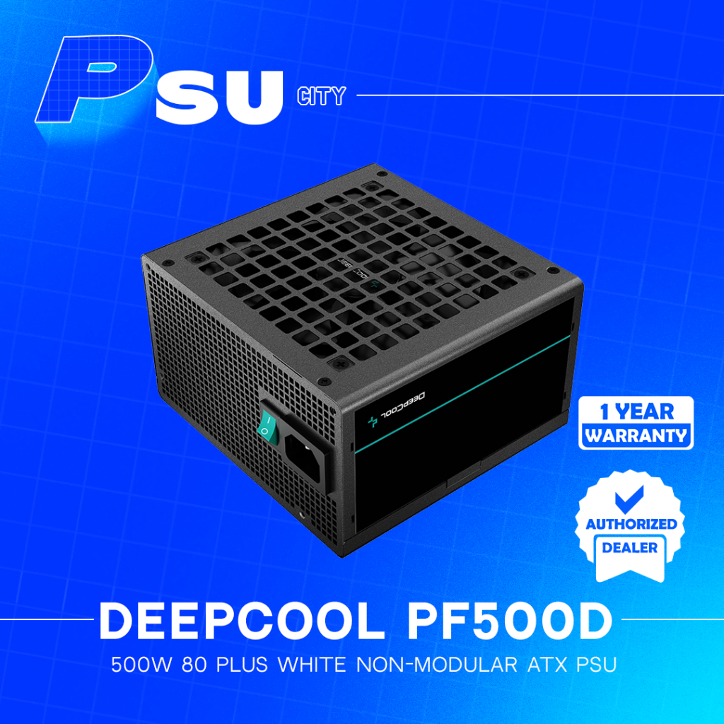 DEEPCOOL PF500 500W 80 Plus White Non-Modular Black Flat Cable ATX PSU ...