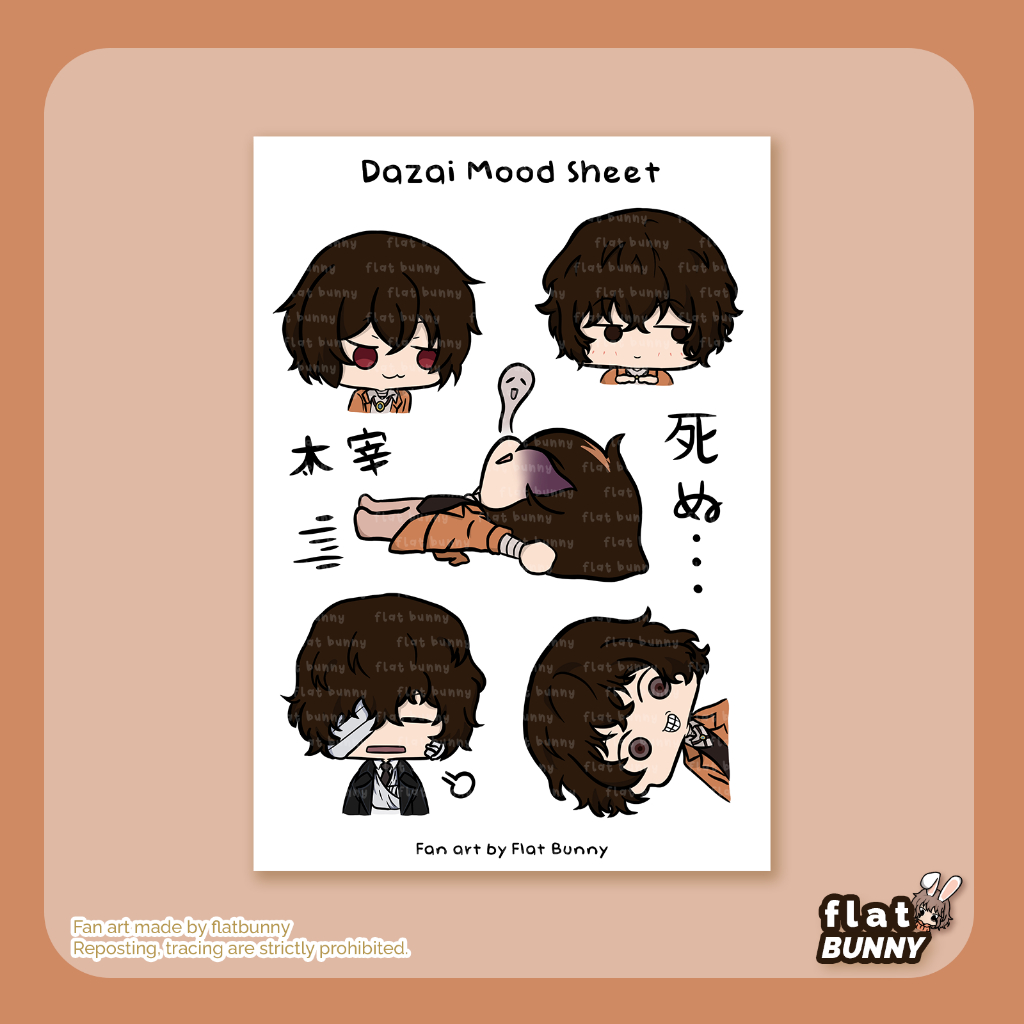 Bungou Stray Dogs Osamu Dazai Mood Sticker Sheet | Flat Bunny Prints ...