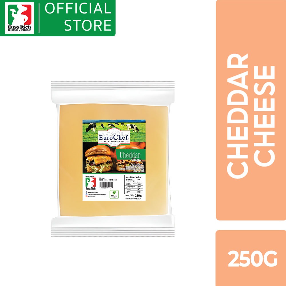 Euro Chef Cheddar Cheese Block 250g (EXPIRY DATE D/M/Y) Shopee