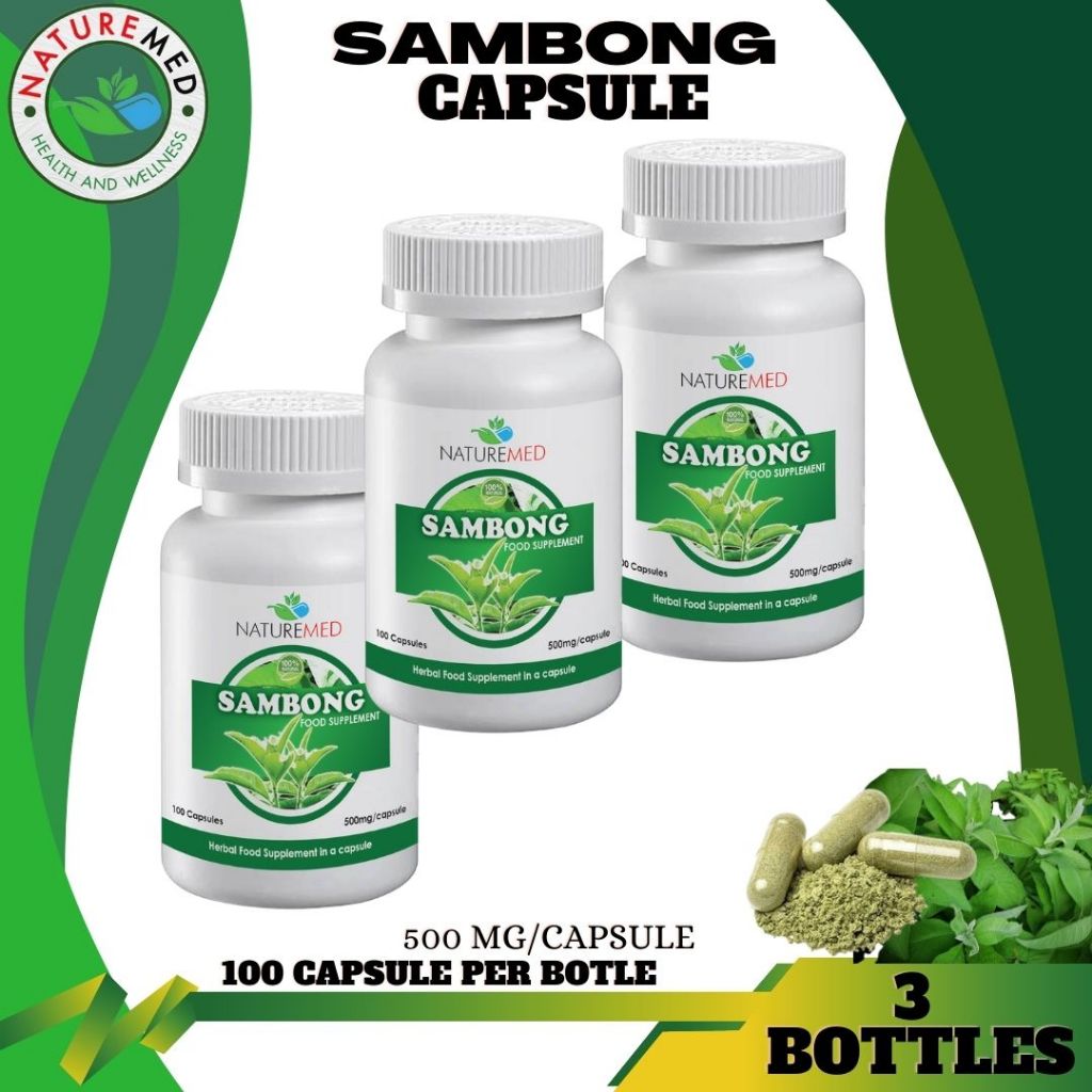 Naturemed Sambong Capsule | 100 Capsules | 500mg | 3 Bottles | Shopee ...