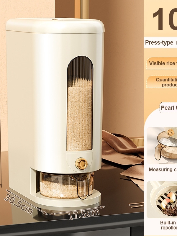 Aesthetic Rice Dispenser 10kg Capacity Organizer Rice Storage Container ...