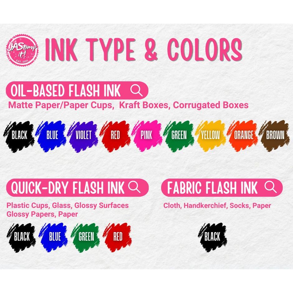 Flash ink for Plastic Cups/Cloth/Paper Self-Inking Stamps | Shopee ...