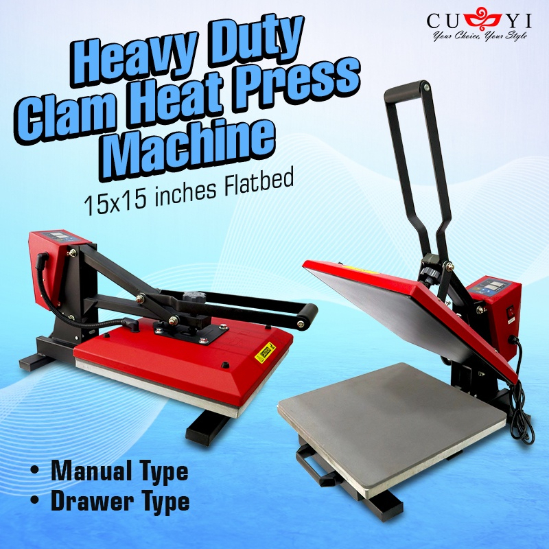 Cuyi A4 Size Heat Press Machine Manual Clam Type Heavy Duty 15x15 ...