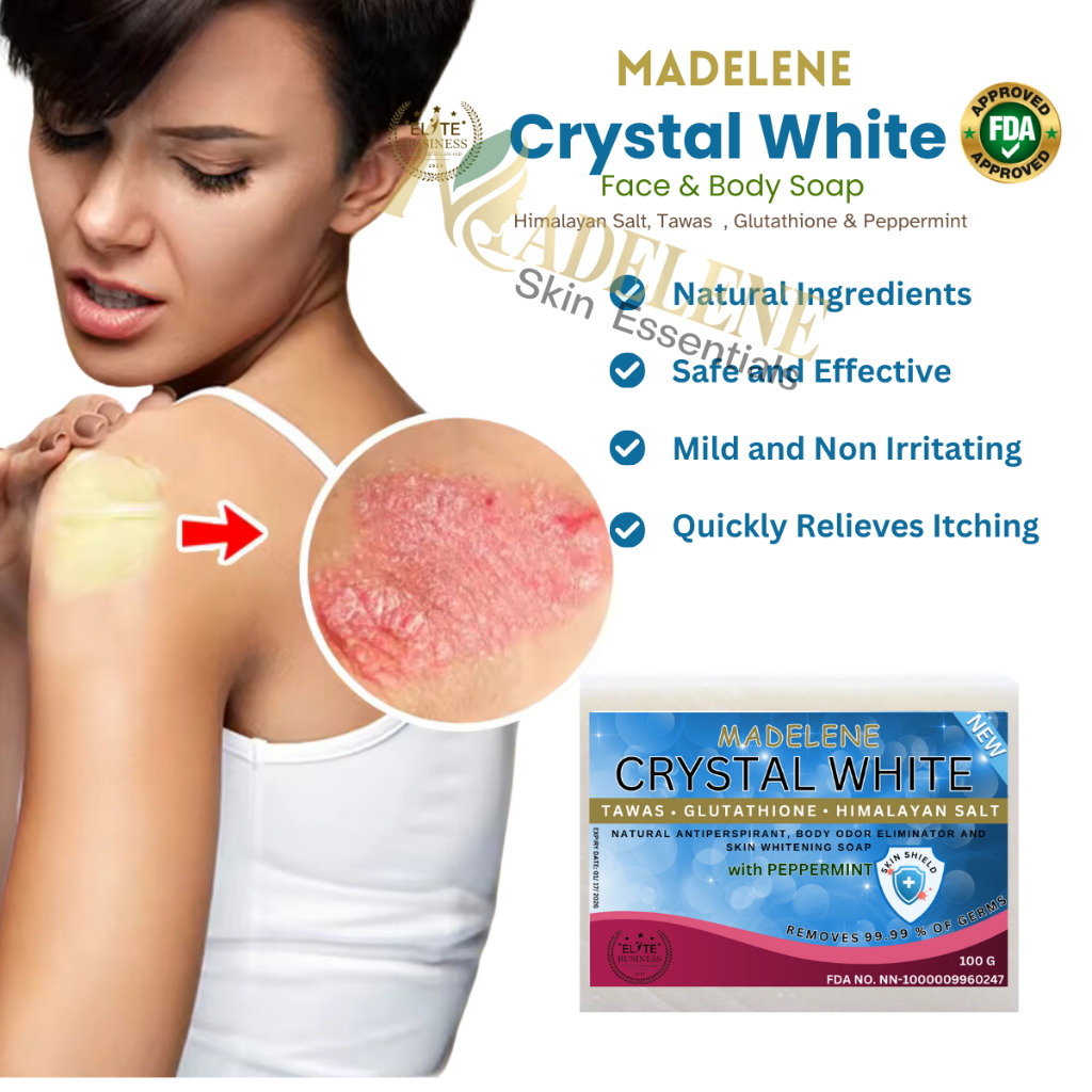 HIMALAYAN TAWAS GLUTATHIONE PSORIASIS, ECZEMA SOAP ANTI BACTERIAL MADELENE  CRYSTAL WHITE 1 pc 100g