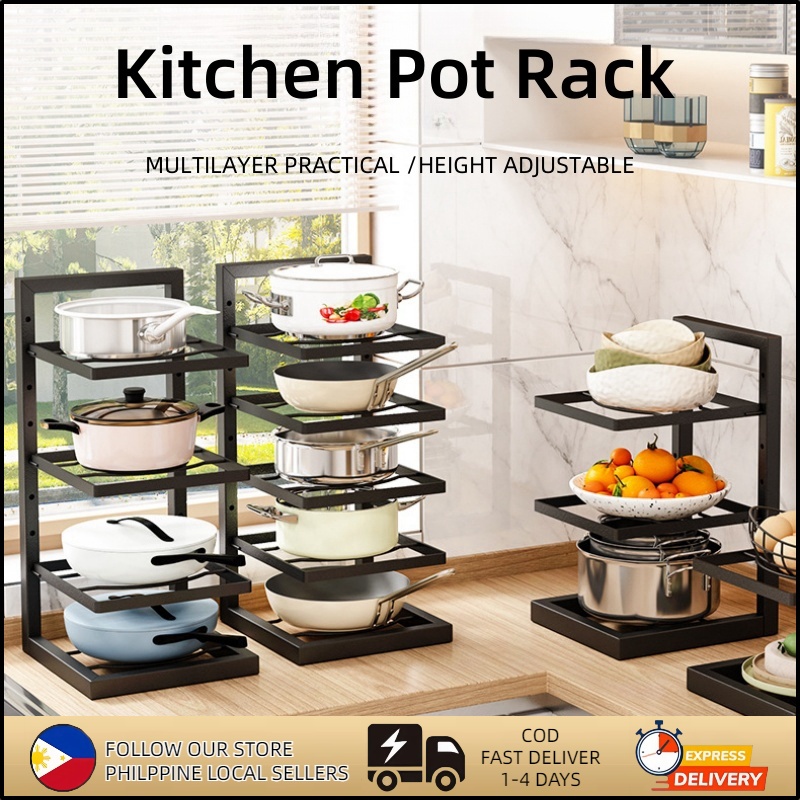 Adjustable Kitchen Pot Racks 3/4/5 Layer Stainless Steel Rack ...