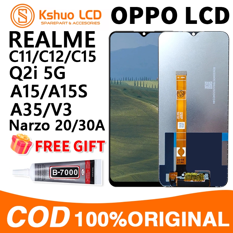 【ORIGINAL+Glue】LCD REALME C11/C12/C15/OPPO A15/A15S/A35/V3 original set ...