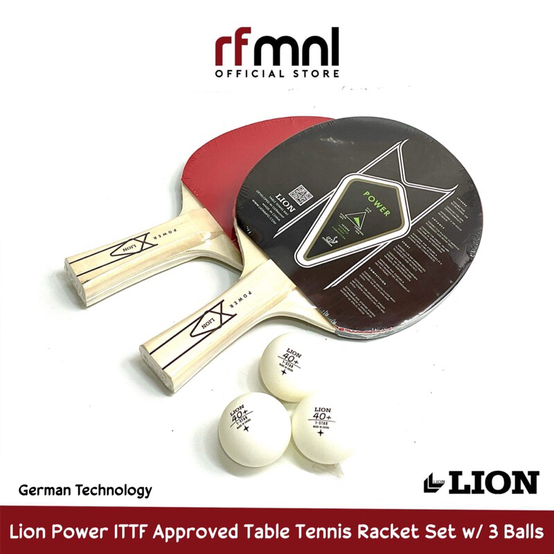 Lion Power ITTF Approved Table Tennis Racket Set With 3 Balls German ...