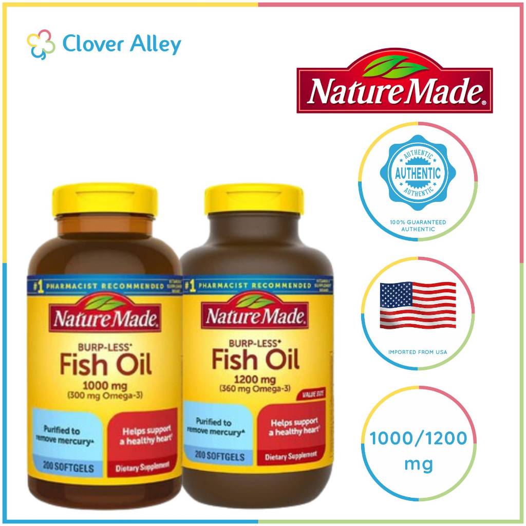 Nature Made Fish Oil burpless 200 softgels 1000mg/1200mg (06/2026