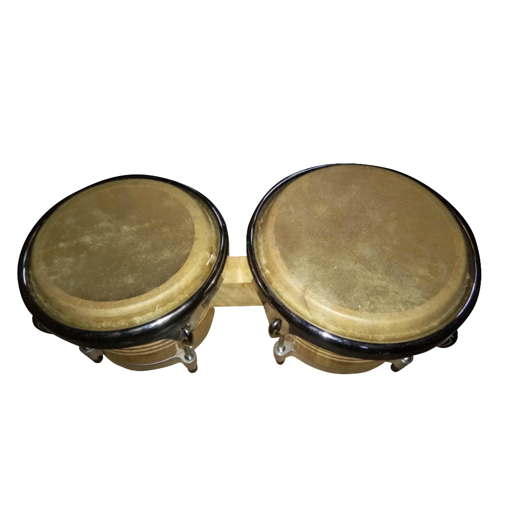 LAZER MUSIC 8" and 9" Maple Bongo Set Drums with Cow Hide Percussion