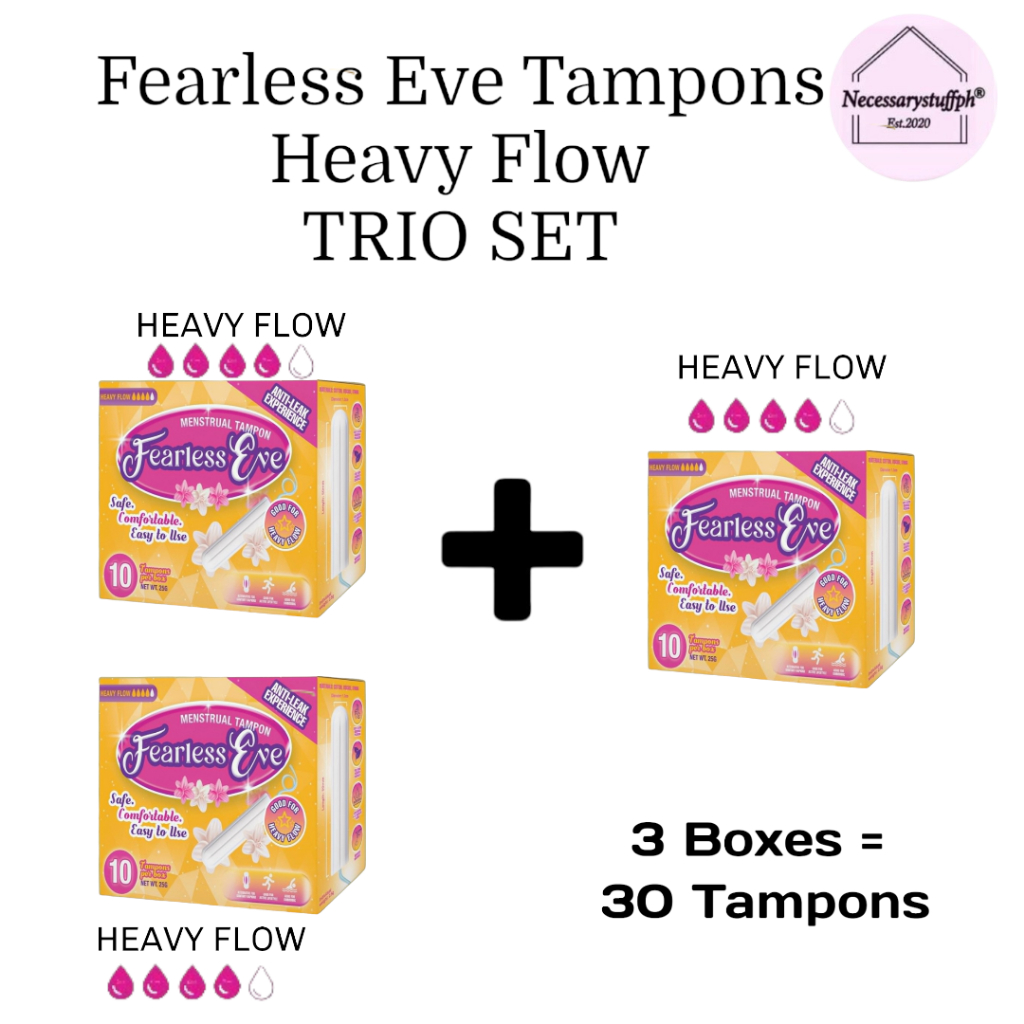 Fearless Eve HEAVY FLOW Menstrual Tampons TRIO SET (3 Box = 30 pcs ...