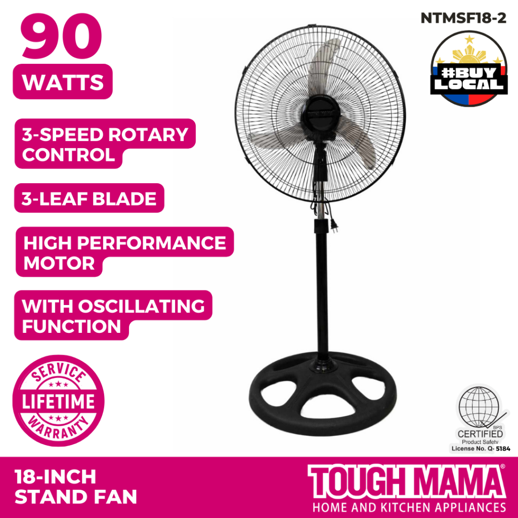 Tough Mama NTMSF18-2 GRAY Stand Fan 18