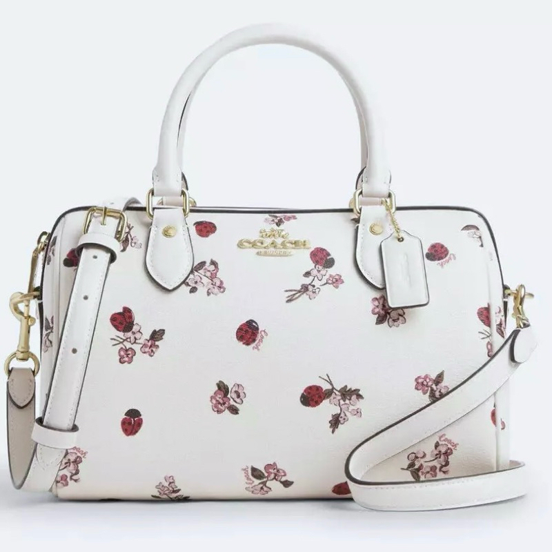 ONHAND COACH Rowan Satchel Bag With Ladybug Floral Print Shopee Philippines