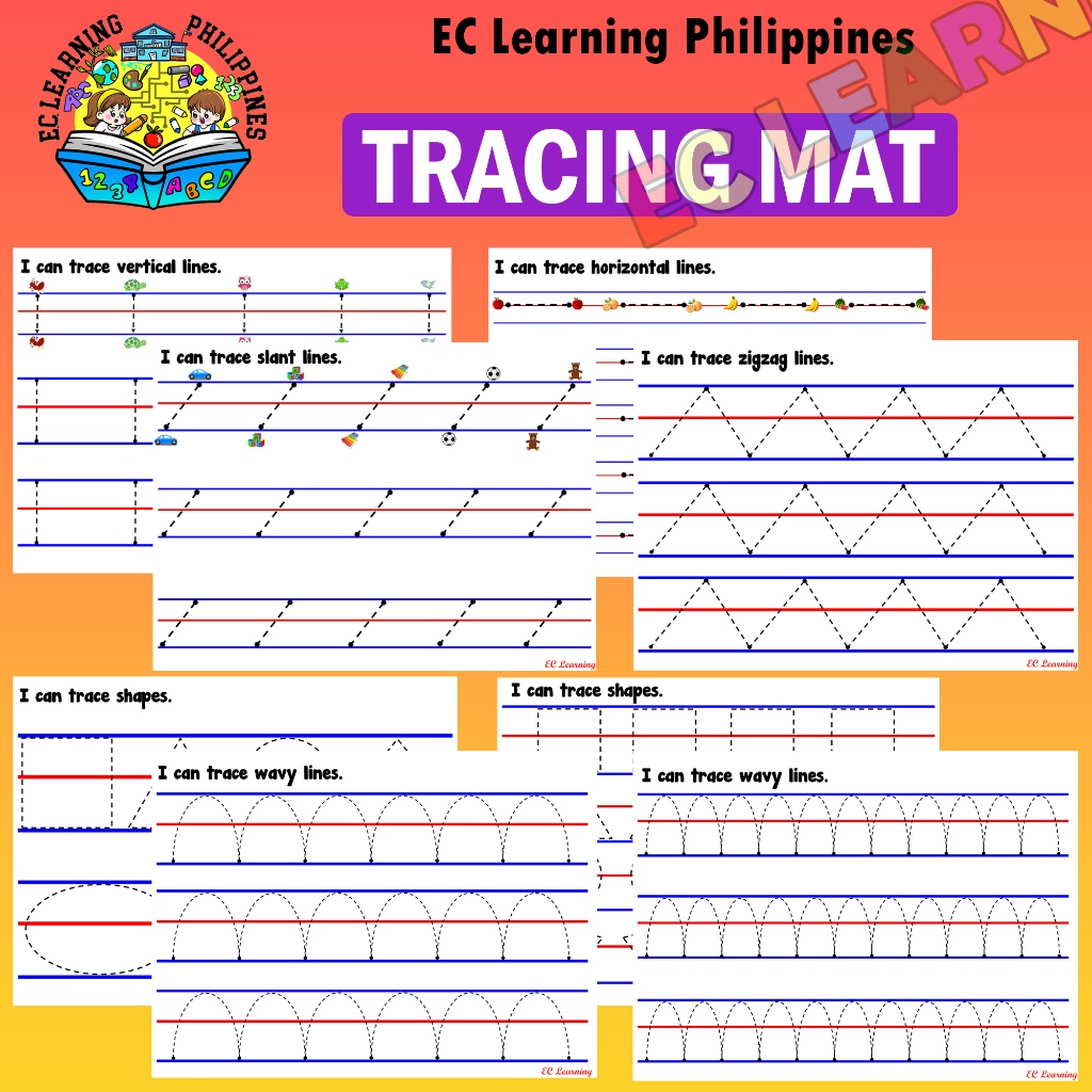LINES and SHAPES Tracing Laminated Activities for Kids Write and Wipe