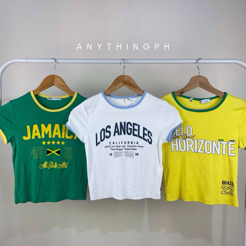 BRANDED PRINTED RINGER TEE | Original Overrun | Shopee Philippines