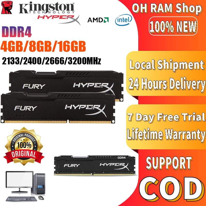 Kingston Hyperx DDR4 Ram 4GB 8GB 16GB 2400MHZ 2666MHZ 3200MHZ Dimm For  Desktop Memory