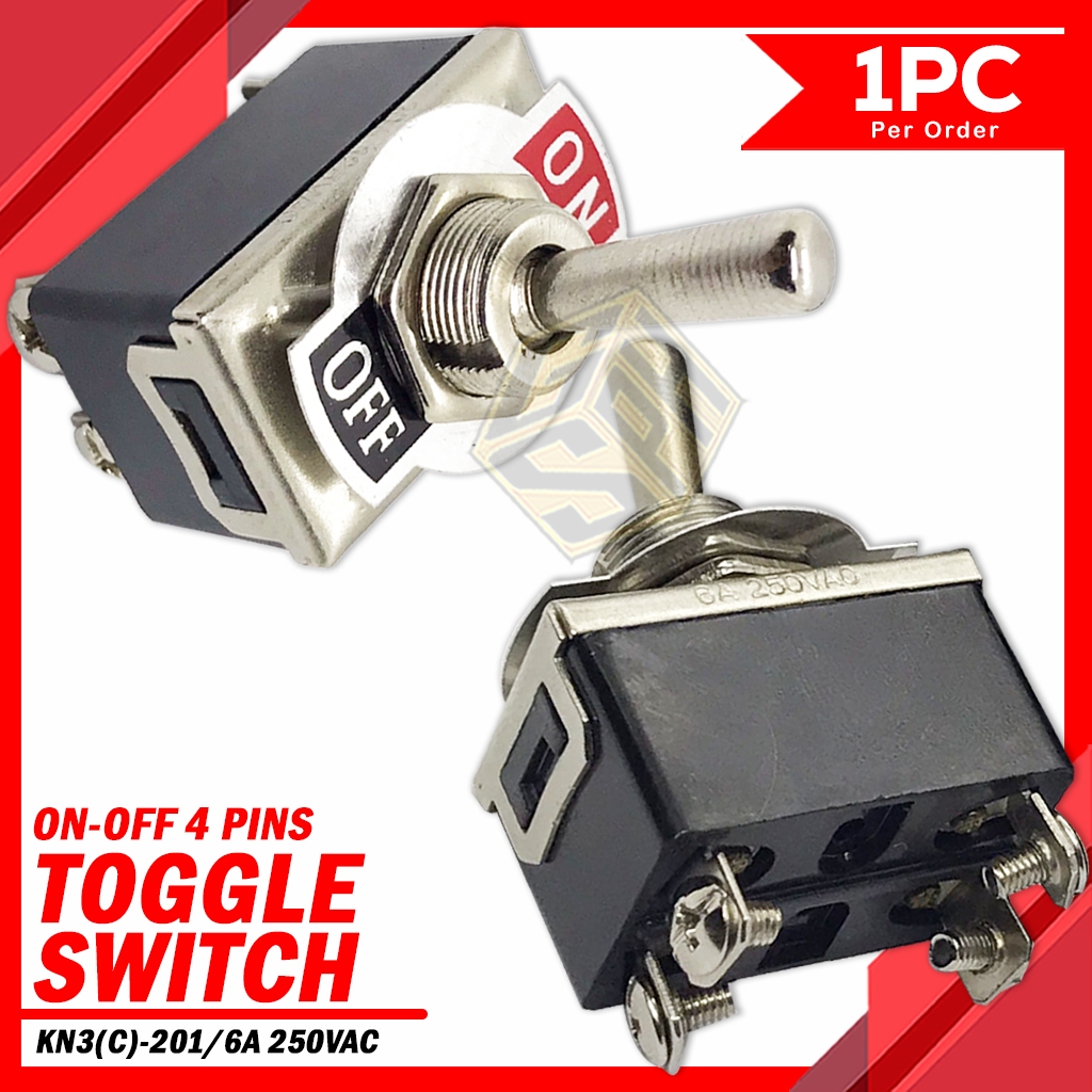Toggle Switch 4 Pins ON-OFF 6A 250VAC Heavy Duty | Shopee Philippines