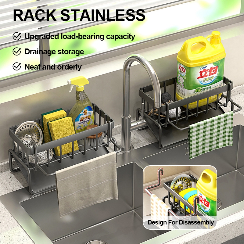 JT Sponge Drainer Rack Stainless Kitchen Organizer Bathroom Sink Rack ...