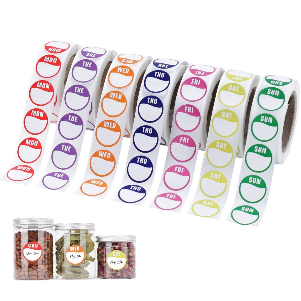 500pcs/roll English weekday label sticker 20mm packaging round seal ...