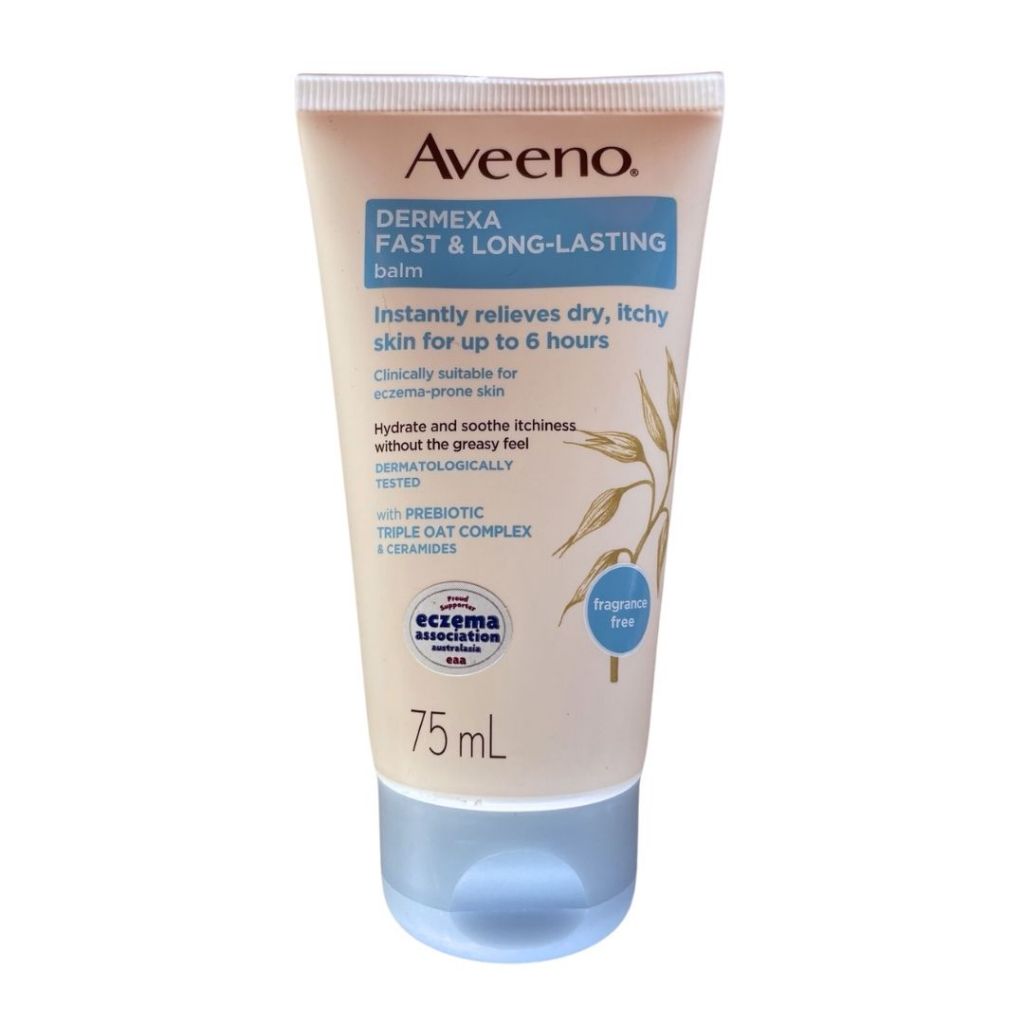 Aveeno Dermexa Fast Long Lasting Fragrance Free Balm 75ml With Tape Residue On Tube Packaging 2650