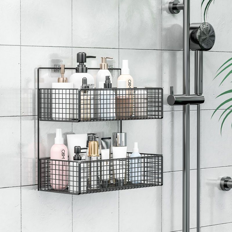 Metal Wire Bin Basket Wall Bathroom Storage Rack Wall Kitchen Bathroom ...