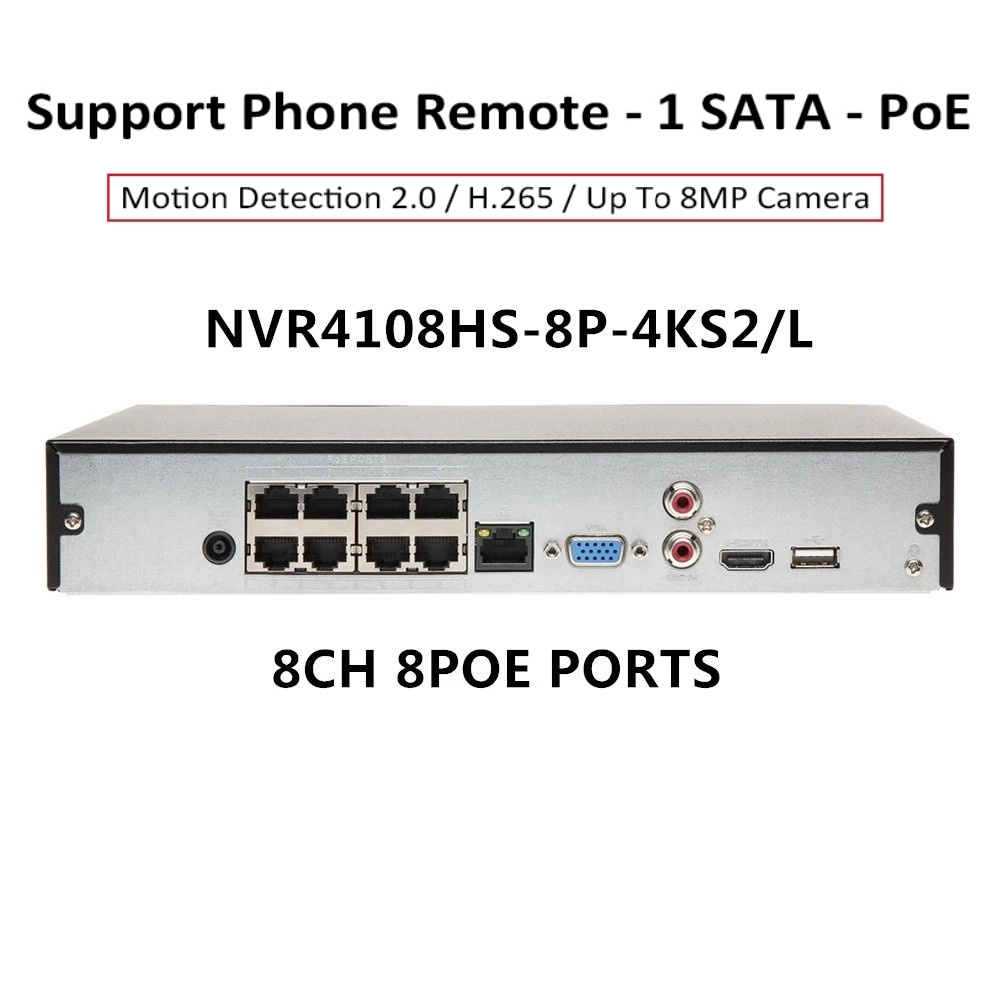 Dahua 4CH /8CH /16CH 4K CCTV NVR Face Detection H.265 Motion Detect
