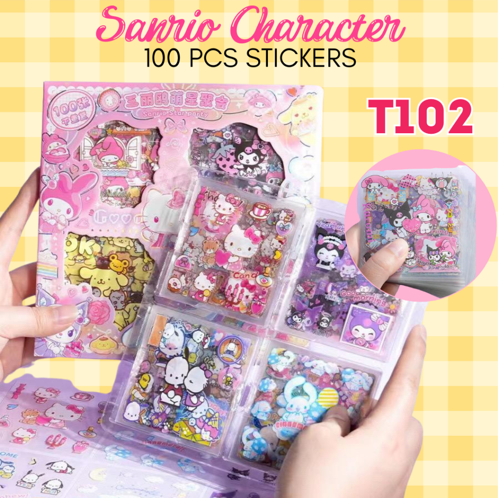 T102 Cartoon Stickers 100PCS cute Waterproof sticker set transparent ...