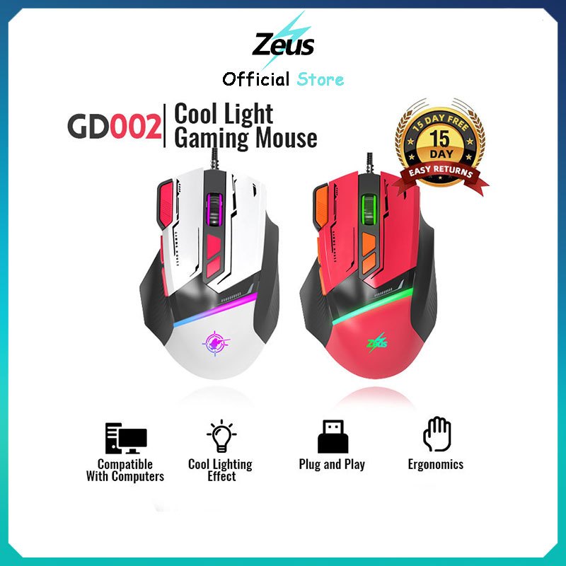 Zeus® x GUNDAM ( GD - 002 ) RGB LED Wired Gaming Mouse Neo Zeon Gaming