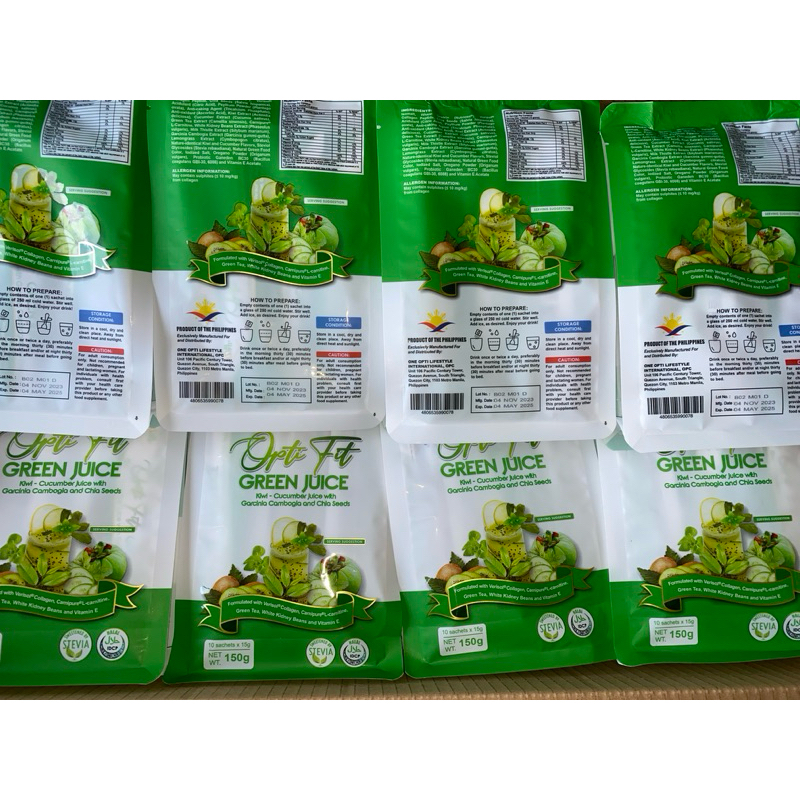 OPTI FIT GREEN JUICE 10 SACHETS(KIWI CUCUMBER WITH GARCINIA CAMBOGIA ...