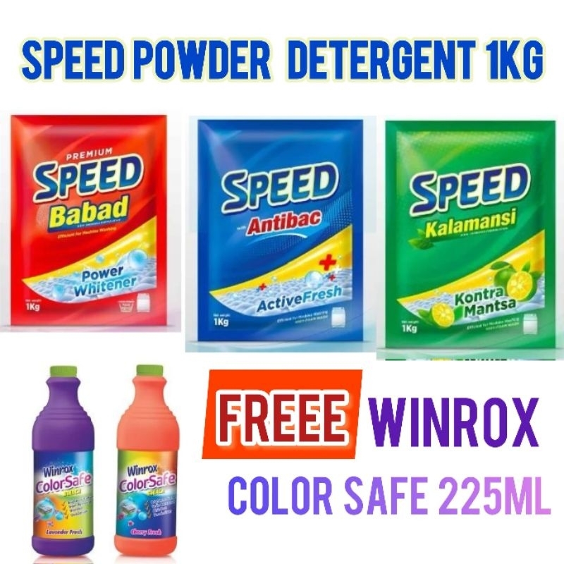 (free) Speed Detergent Laundry Powder 1kg Free Winrox Colorsafe Bleach 