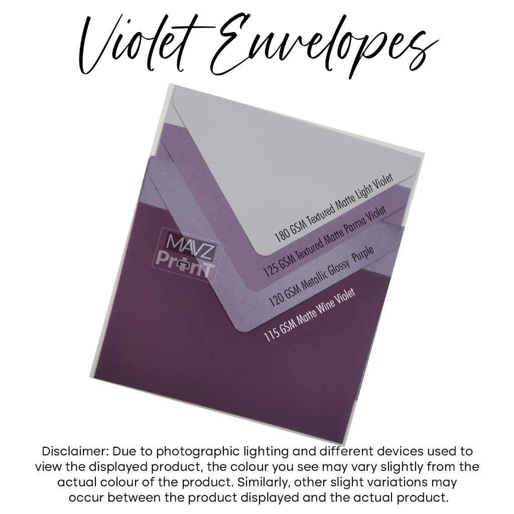 Baronial Violet Envelope for Wedding Baptismal Birthday Debut Size 5R ...