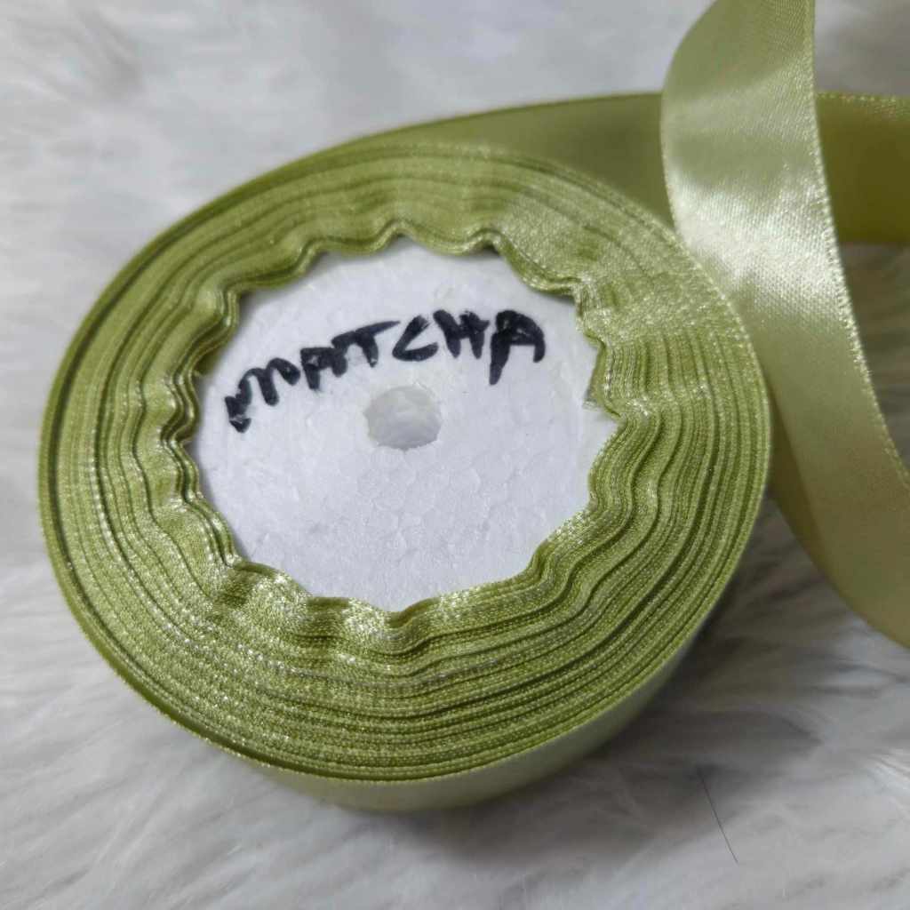 MATCHA GREEN Satin Ribbons Double Edge (5 yards per order) | Shopee ...