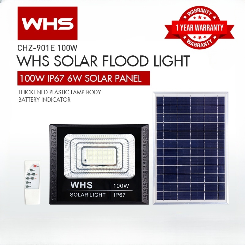 WHS 1 Year Warranty 100W Solar Led Outdoor Flood Light Street Lamp ...