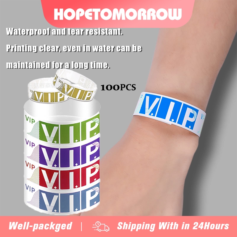 100pcs VIP Paper Wristbands Disposable Waterproof Paper Wristbands ...